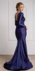 Fitted & Embellished Full Sleeve Prom Gown back in Navy
